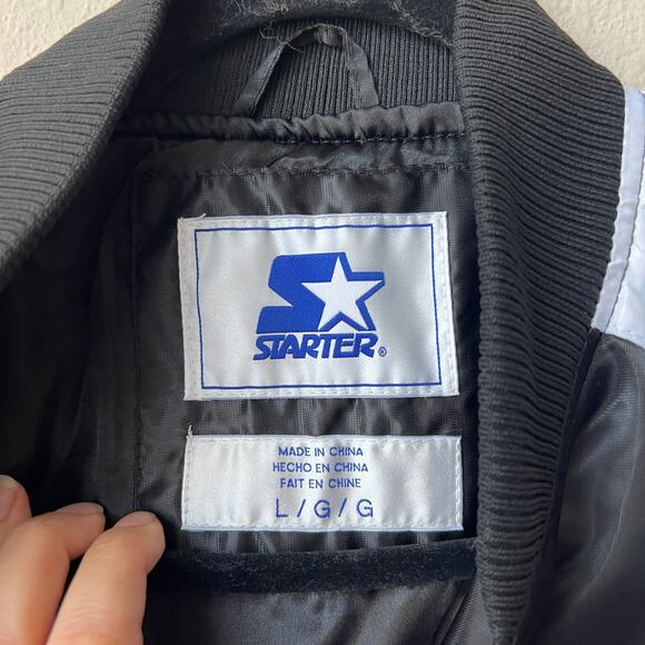 Rare Starter Toronto Raptors Black Red White Satin Varsity Jacket Size L - Picture 3 of 6